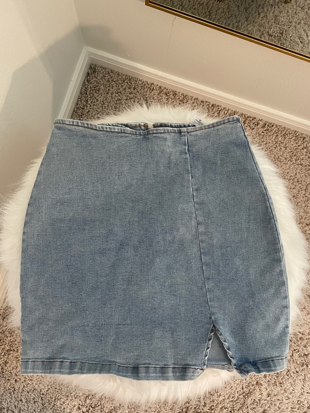 wild fable Light Blue Denim Mini Skirt with Front Vent